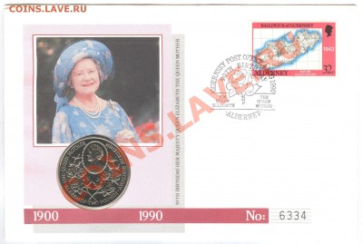 МЭН, Джерси, Гернси, Великобритания в КПД - Олдерни 2 Фунта 1990 г.