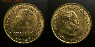 Аргентина 50 сентаво (2000) до 22.10 (22.00) - Аргентина – 50 сентаво (2000) «Мартин Мегель де Гуэмес»