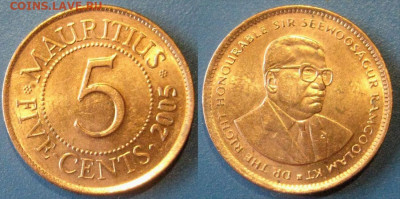 Маврикий 5 центов Год: 2005 Окончание: 21-10 В 22-00 мск - Мавр 5 ц
