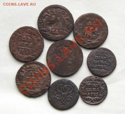 1735-1760гг.Деньга(5шт.)и полушка(3шт.)до 25.09.11 в 22:00 М - РґРµРЅРїРѕР»-СЂ