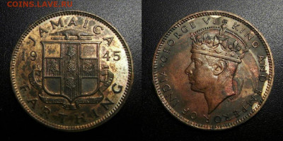 Брит. Ямайка 1 фартинг (1945) до 23.10 (22.00) - Брит. Ямайка – 1 фартинг (1945) «Георг VI» ник.-лат. (тир.-480.000) (аUNC) У1