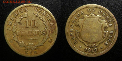 Коста-Рика 10 сентаво (1919) до 23.10 (22.00) - Коста-Рика – 10 сентаво (1919)