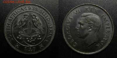 4 пенни (фартинг) (1939) до 23.10 (22.00) - Южная Африка – 0,25 пенни (фартинг) (1939) «Георг VI»