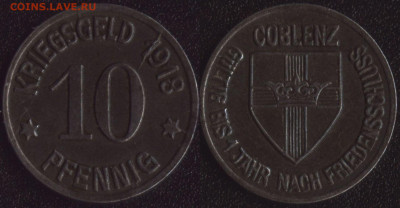 Кобленц 10 пфеннигов 1918 №1 до 22:00мск 23.10.20 - Кобленц 10 пфеннигов 1918 №1