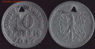Франкфурт 10 пфеннигов 1917 №1 до 22:00мск 23.10.20 - Франкфурт 10 пфеннигов 1917 №1