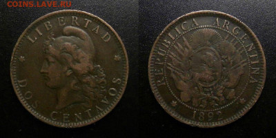 Аргентина 2 сентаво (1892) до 23.10 (22.00) - Аргентина – 2 сентаво (1892) №1