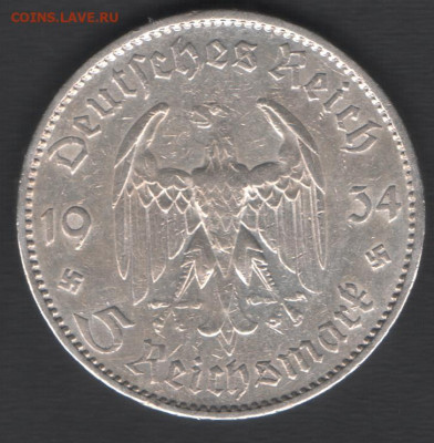 Германия 5 рейхсмарок 1934 A до 24.10.2020 21.00 мск - Германия 5рейхсмарок34A а