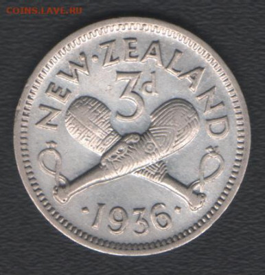 Новая Зеландия 3 пенса 1936 до 24.10.2020 21.00 мск - NZ 3d36 rev