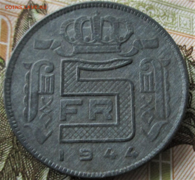 БЕЛЬГИЯ 5 франков 1944. ЦИНК. Предпродажная. - 012.JPG