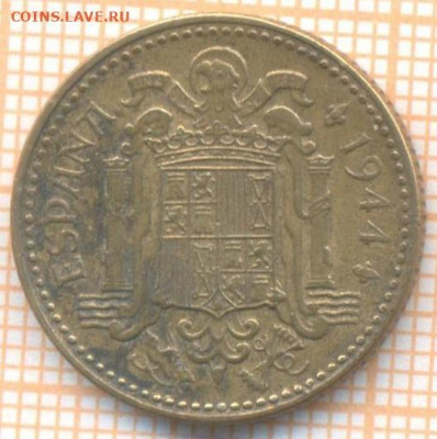 Испания 1 песета 1944 г., до 27.10.2020 г. 22.00 по Москве - Испания 1 песета 1944 2081а
