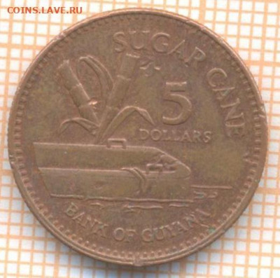 Гайана 5 долларов 2002 г., до 27.10.2020 г. 22.00 по Москве - Гайана 5 долларов 2002 2083