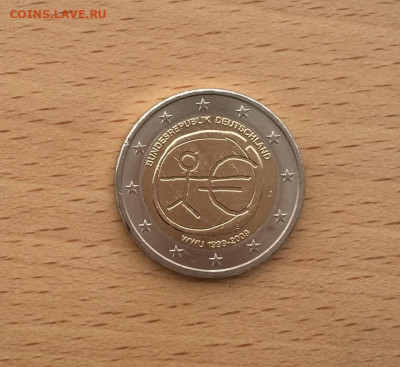 биметалл 2 евро Германия 2009 двор J 10 лет экономическому - bimetall_2_evro_germanija_2009_dvor_j_10_let_ekonomicheskomu_sojuzu