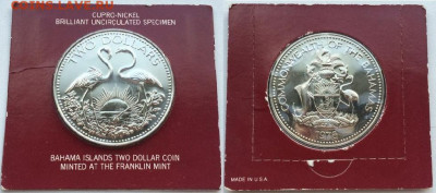 Крона Шайба Багамские острова 2$ доллара 1976 Фламинго - krona_shajba_bagamskie_ostrova_2_dollara_1976_flamingo_bagamy_blister_zapajka_upakovka_fauna