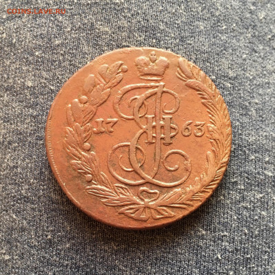 5 копеек 1763 ЕМ красная медь, до 26.10.2020 в 22-00 МСК - 2CD6BF6E-6C20-4147-BD71-DCF901DEA2DA