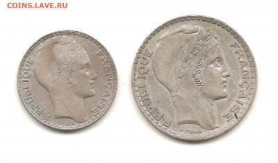 Францияю 10 и 20 франков. Серебро. 26.10 - 222 011