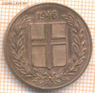 Исландия 5 эйре 1946 г., до 29.10.2020 г. 22.00 по Москве - Исландия 5 эйре 1946 2096а