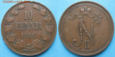 Финляндия 10 пенни 1908 до 31-10-20 в 22:00 - Финляндия 10 пенни 1908    3489