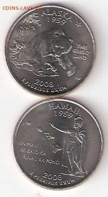 США: Квотеры-штаты: Аляска D, Гавайи D UNC  ФИКС - Alyska D,Gavayi D a