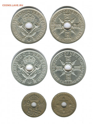 Новая Гвинея 1 шиллинг 1935, 45 и 3 пенса 1944 - новая гвинея