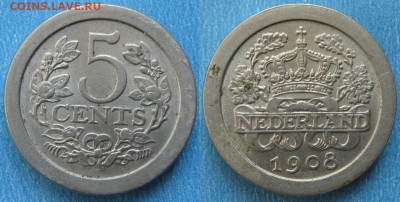 Нидерланды 5 центов 1908 до 04-11-20 в 22:00 - Нидерланды 5 центов 1908    196-АК24-4290