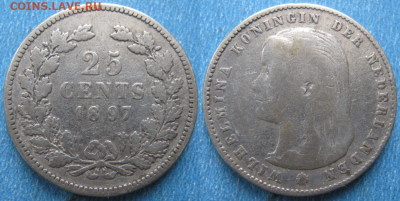 Нидерланды 25 центов 1897 до 04-11-20 в 22:00 - Нидерланды 25 центов 1897     192-ак17-4159