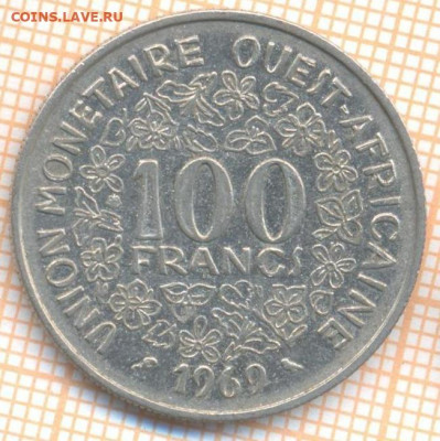 Западная Африка 100 франков 1969 г., до 03.11.2020 г. 22.00 - Западная Африка 100 франков 1969 2115а