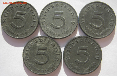 Германия 3 рейх 5 пфеннигов 1940 J, 1941 E,G, 1942 B,F 06.11 - IMG_7934.JPG
