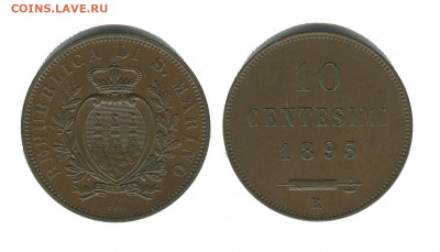 сан марино 10 чентезимо 1893 - сан марино 10 чентезимо 1893