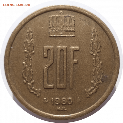 20 франков 1980 г. Люксембург до 04.11.20 в 22:00 МСК - Rounded_20201103_193732