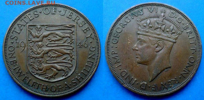 12 шиллинга 1946 года до 9.11 - Джерси 1.12 шиллинга, 1946 (2)