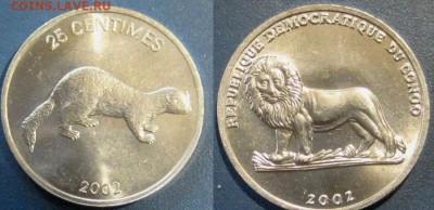 Конго 25 франков Год 2002 Окончание: 05-11 В 22-00 мск - конго 25 куница