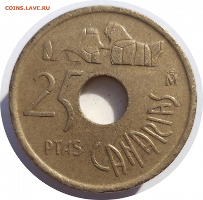25 песет 1994 г. Испания (Канарские) до 08.11.20 в 22:00 МСК - Rounded_20201107_150056