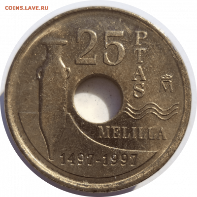25 песет 1997 г. Испания (Мелилья) до 08.11.20 в 22:00 МСК - Rounded_20201107_150956