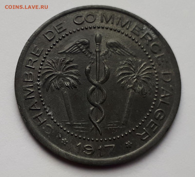 Алжир 5 сантимов 1917 г. Сохран! - 3