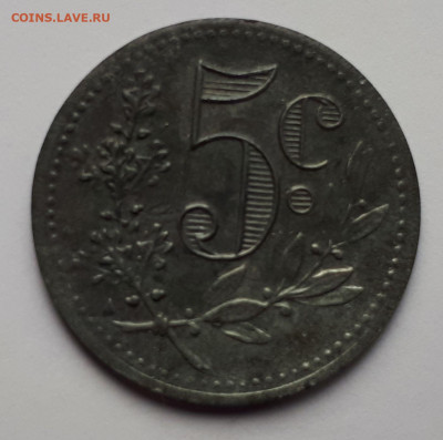 Алжир 5 сантимов 1917 г. Сохран! - 2