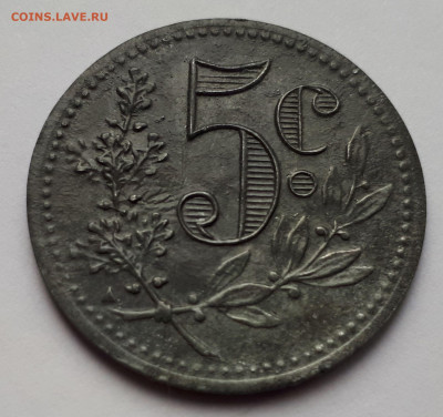 Алжир 5 сантимов 1917 г. Сохран! - 1