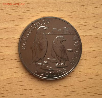 КПД Крона Шайба Острова Кука 5$ долларов 1991 Пингвин - IMG_7627.JPG