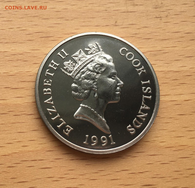 КПД Крона Шайба Острова Кука 5$ долларов 1991 Пингвин - IMG_7635.JPG