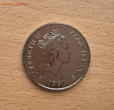 КПД Крона Шайба Острова Кука 5$ долларов 1991 Лев - IMG_7653.JPG