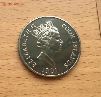 КПД Крона Шайба Острова Кука 5$ долларов 1991 Колибри пчелка - IMG_7695.JPG