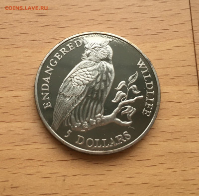 КПД Крона Шайба Острова Кука 5$ долларов 1991 Филин - IMG_7710.JPG