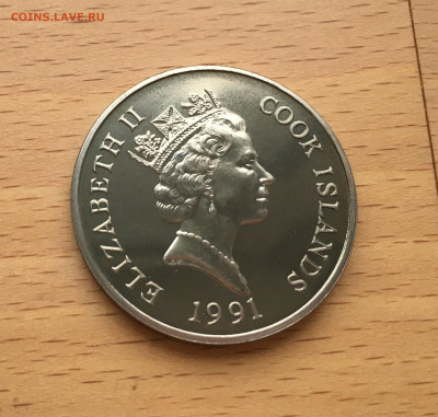 КПД Крона Шайба Острова Кука 5$ долларов 1991 Лань Олень - IMG_7738.JPG