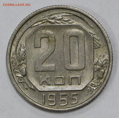 20 коп 1955 год. Штемп. блеск - 23.11.20 в 22.00 - в 011