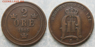 Швеция 2 эре 1905 до 27-11-20 в 22:00 - Швеция 2 эре 1905    201-к81-11364