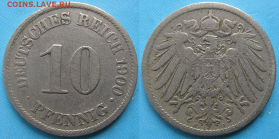 23a.Ходячка Германии 1896-1924г. - 23.52. -Германия 10 пфеннигов 1900 A     5577