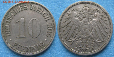 23a.Ходячка Германии 1896-1924г. - 23.53. -Германия 10 пфеннигов 1910 A     184-ак2-3958