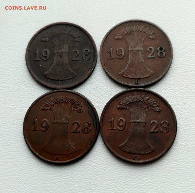 ГЕРМАНИЯ,1 рейхспфенниг 1928г(A,D,F,G)до 26.11.2020г - IMG_20201121_102448_HDR