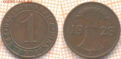 Германия 1 пф 1923А г., до 30.11.2020 г. 22.00 по Москве - Германия 1 пф 1923 2416