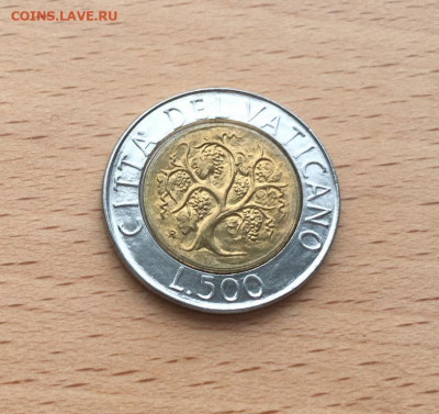 биметалл Ватикан 500 лир 1989 виноградная лоза - bimetall_vatikan_500_lir_1989_unc_vinogradnaja_loza