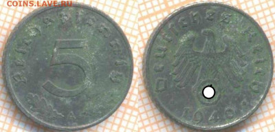 Германия 5 пф 1940 А г., до 01.12.2020 г. 22.00 по Москве - Германия 5 пф 1940 2435закраш